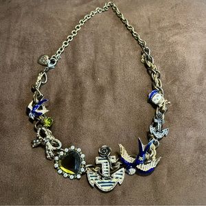 Betsey Johnson antique gold sailor necklace